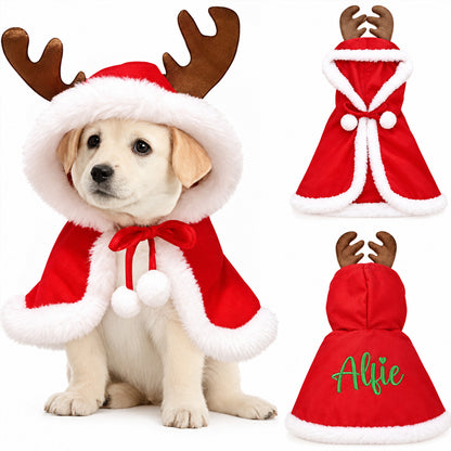Personalized Velvet Christmas Pet Cape