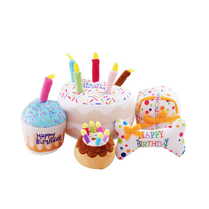 Birthday Party Squeaky Plush Dog Toy