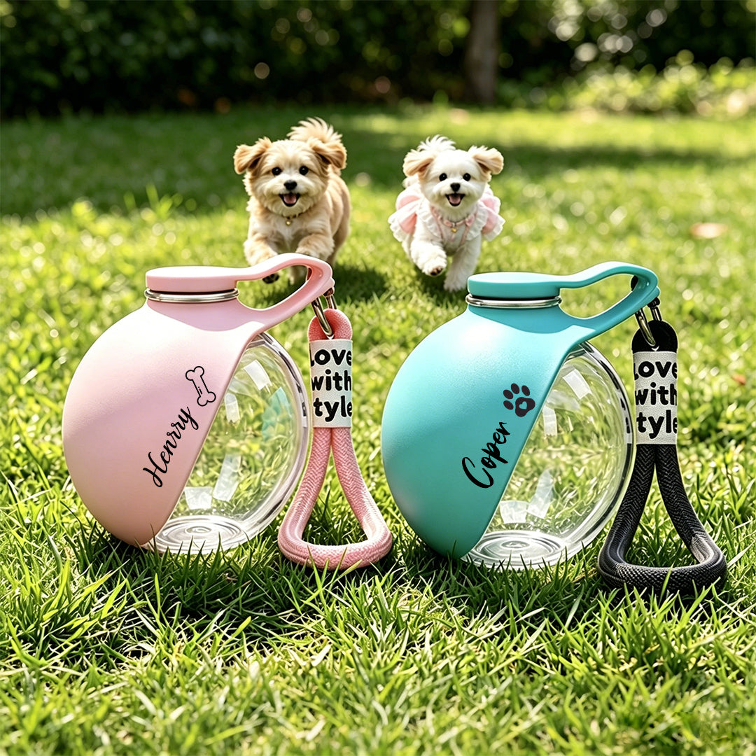 Personalized Custom Outdoor Round Portable Water Dispenser for Cats and Dogs
