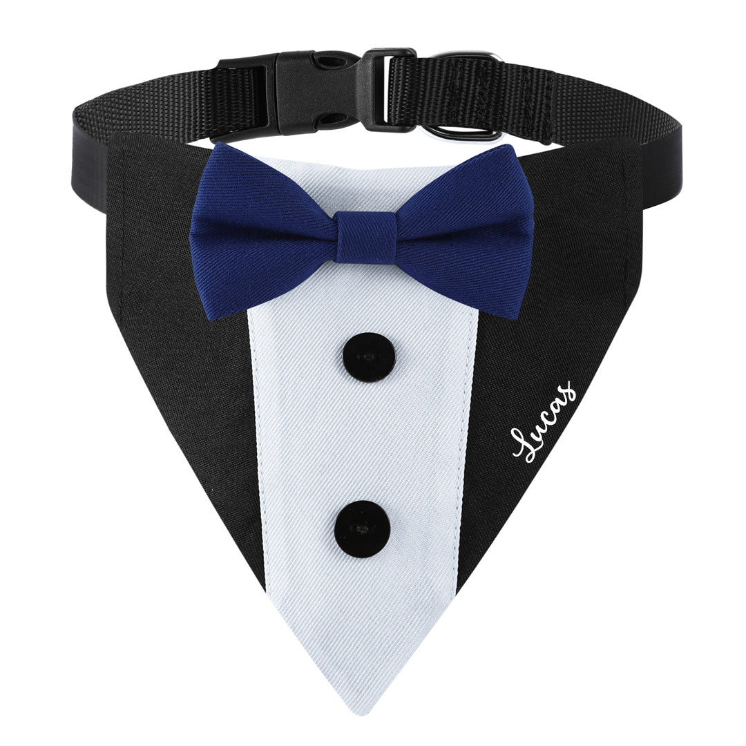 Personalized Embroidered Name Tuxedo-Style Dog Bandana