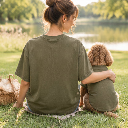 Personalized Embroidered Heart Matching T-Shirts for You & Your Pet