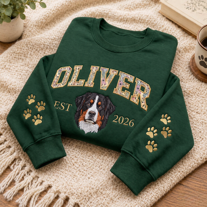 Custom Floral Letter Pet Portrait Sweatshirt