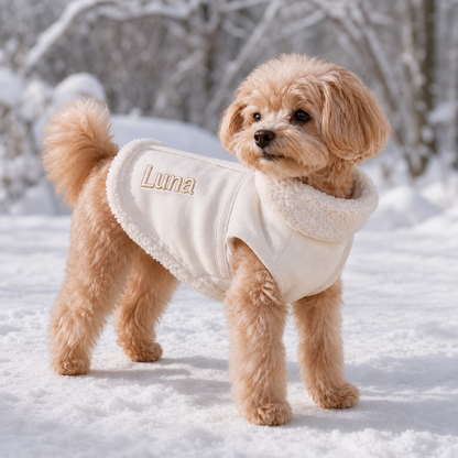 Personalized Sherpa Trim Suede Pet Vest with Leash Hole