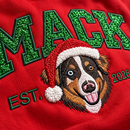 Custom Tinsel Name Pet Portrait Christmas Sweatshirt