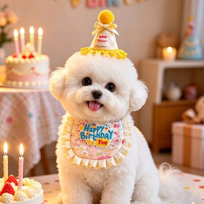 Birthday Hat & Ruffle Collar Set for Pets