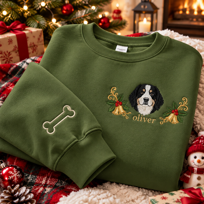 Custom Pet Photo Christmas Wreath Pet Sweatshirt