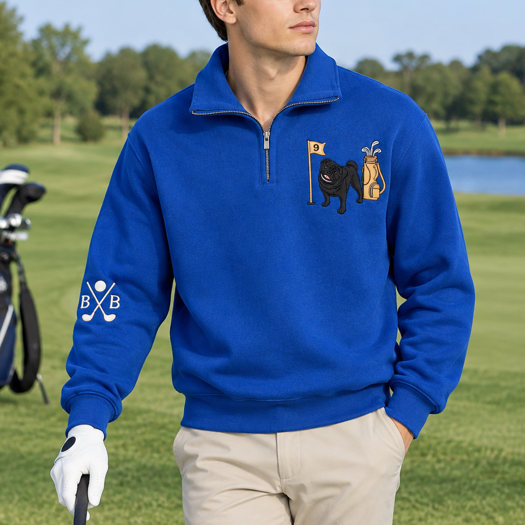 Personalized Golf Dog Breed Quarter Zip Sweatshirt