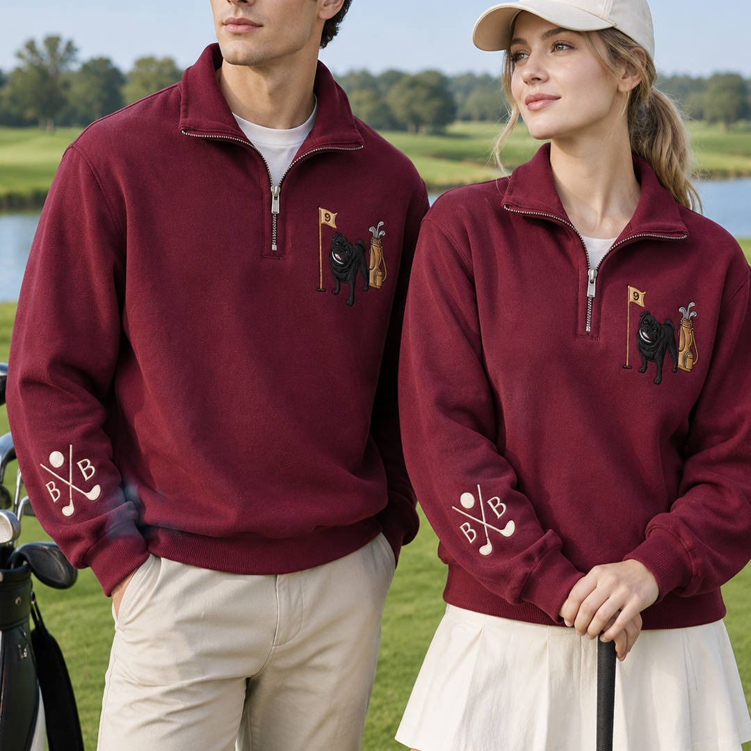 Personalized Golf Dog Breed Quarter Zip Sweatshirt
