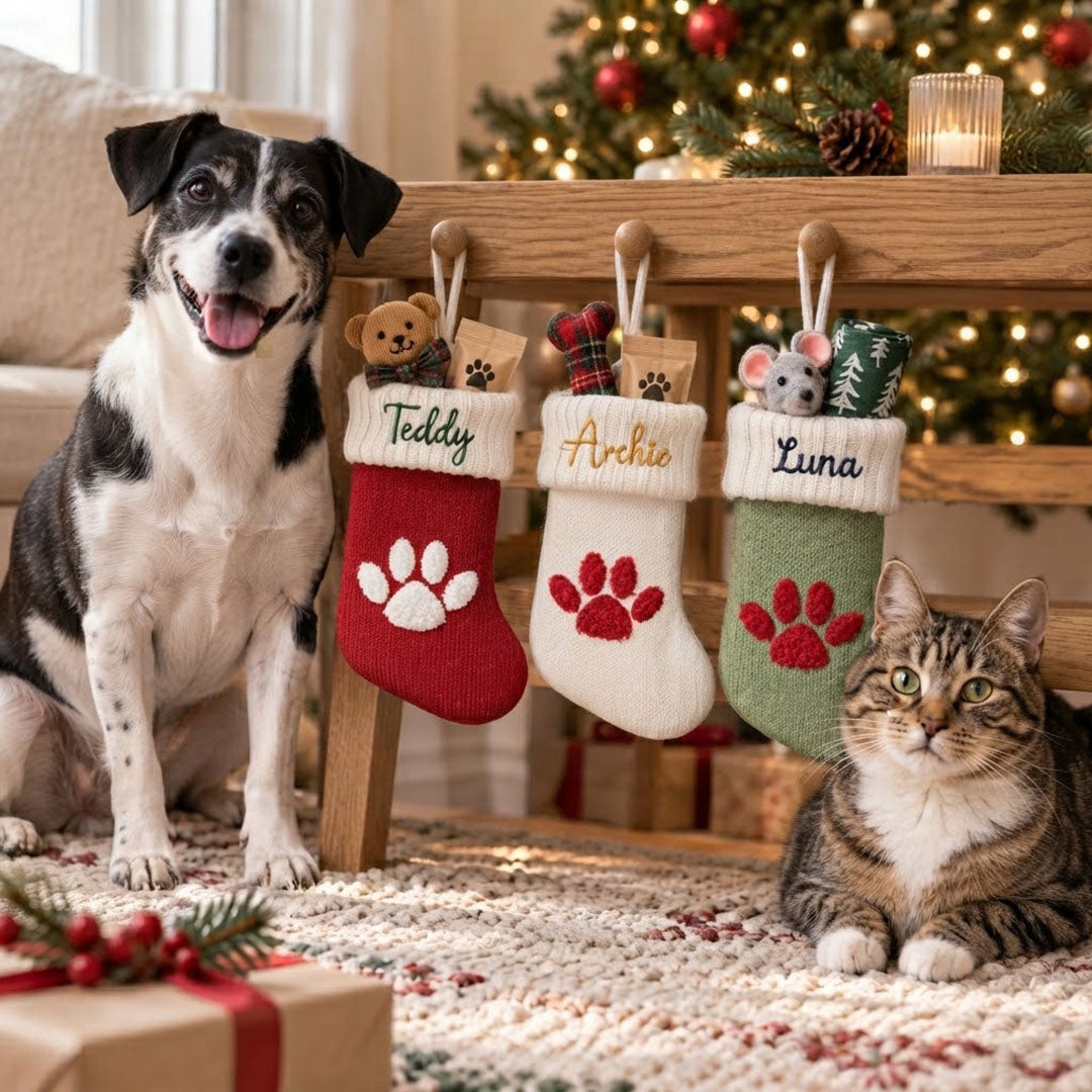 Personalised Pet Christmas Stocking with Embroidered Name