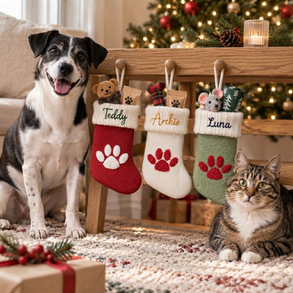 Personalised Pet Christmas Stocking with Embroidered Name