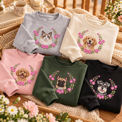 Custom Pet Portrait Embroidered Sweatshirt