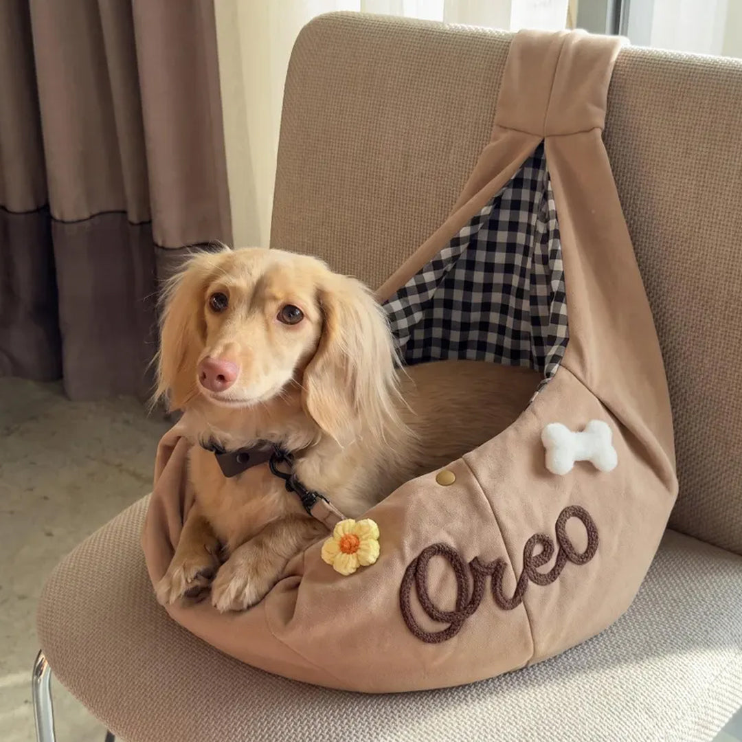 Puptailor Personalized Small Dog Carrier Bag With Embroidered Name