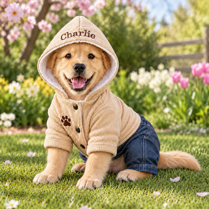 Personalized Corduroy Denim Dog Overalls