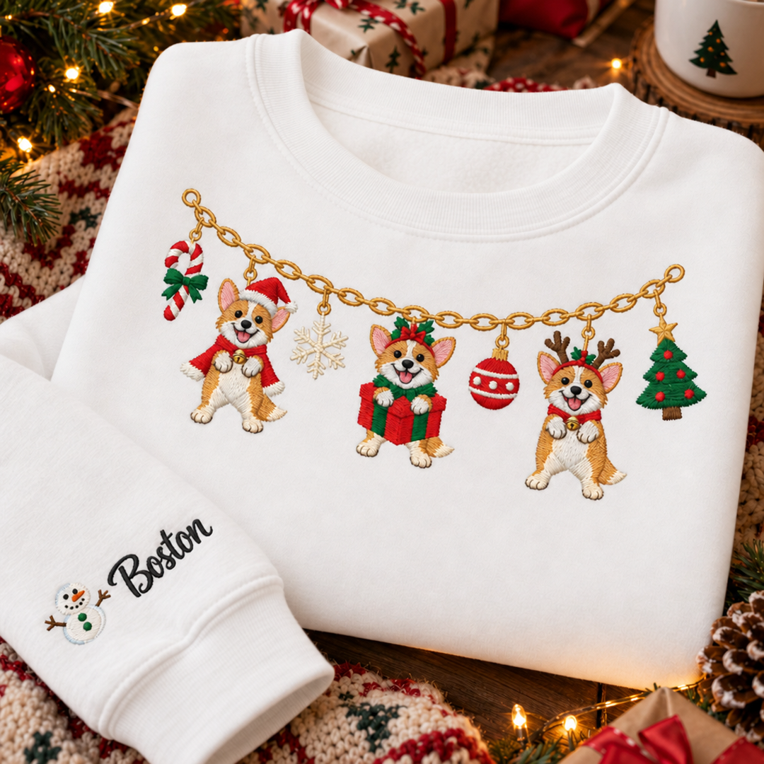 Personalized Dog Garland Christmas Sweatshirt