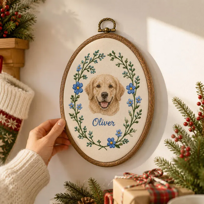 Custom Floral Wreath Pet Portrait Ornament