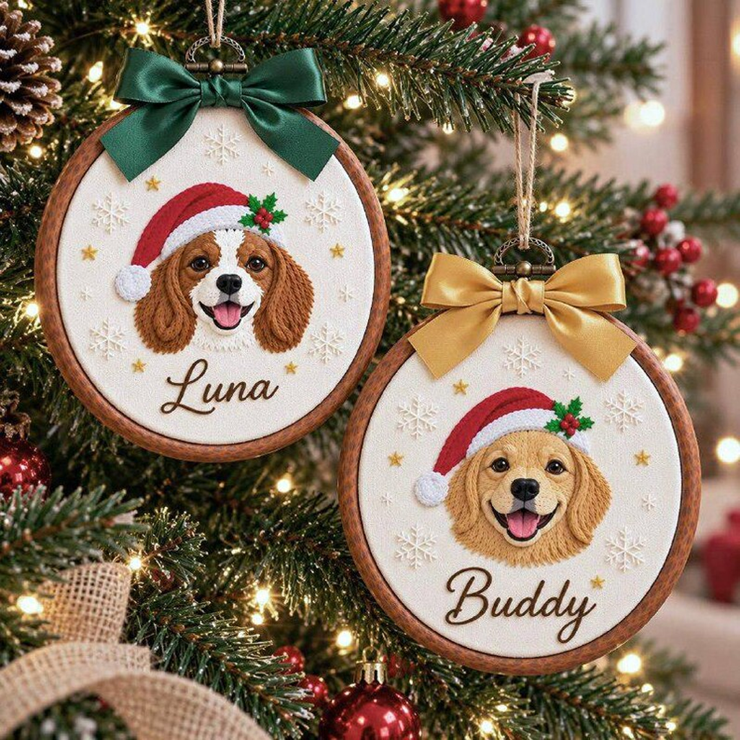 Custom Santa Hat Pet Portrait Christmas Ornament
