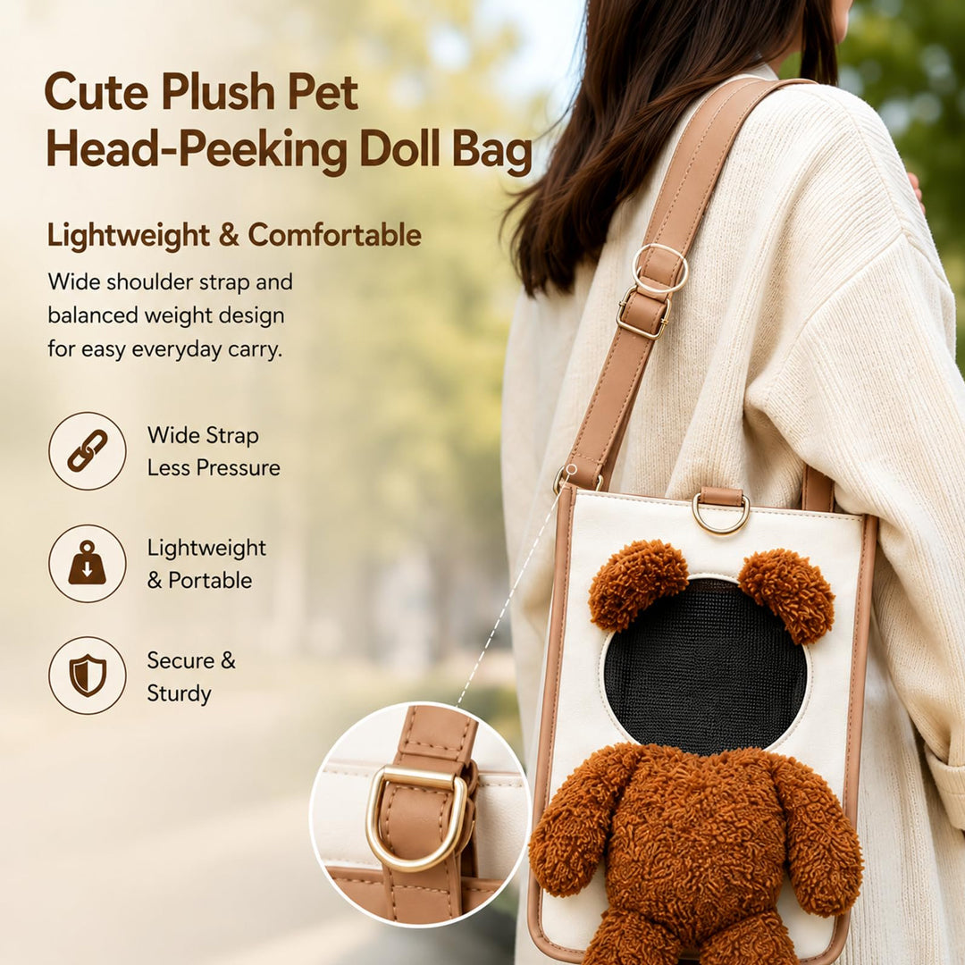 Personalized Cute Plush Pet Head-Peeking Doll Bag