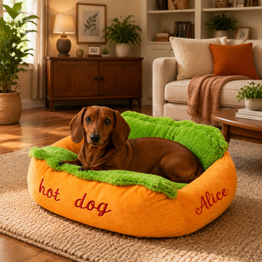 Custom Hot Dog Shape Dog Bed