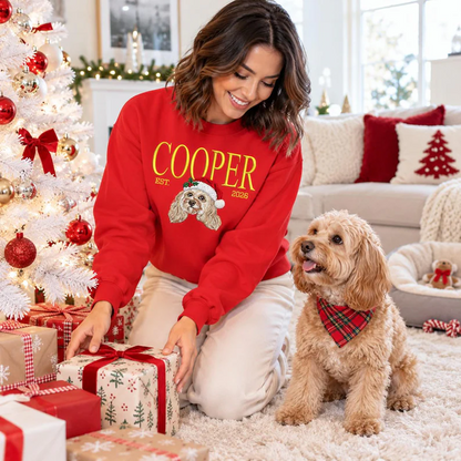Custom Est. Year Pet Portrait Christmas Sweatshirt