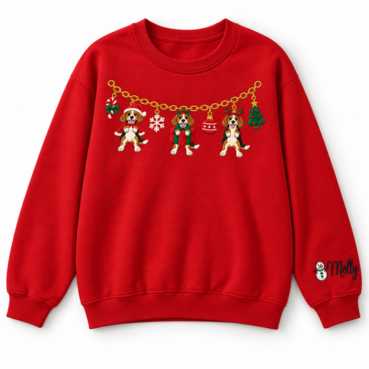 Personalized Dog Garland Christmas Sweatshirt