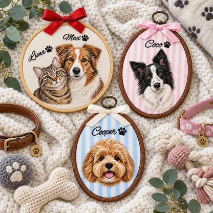 Custom Realistic Pet Portrait Hoop Ornament