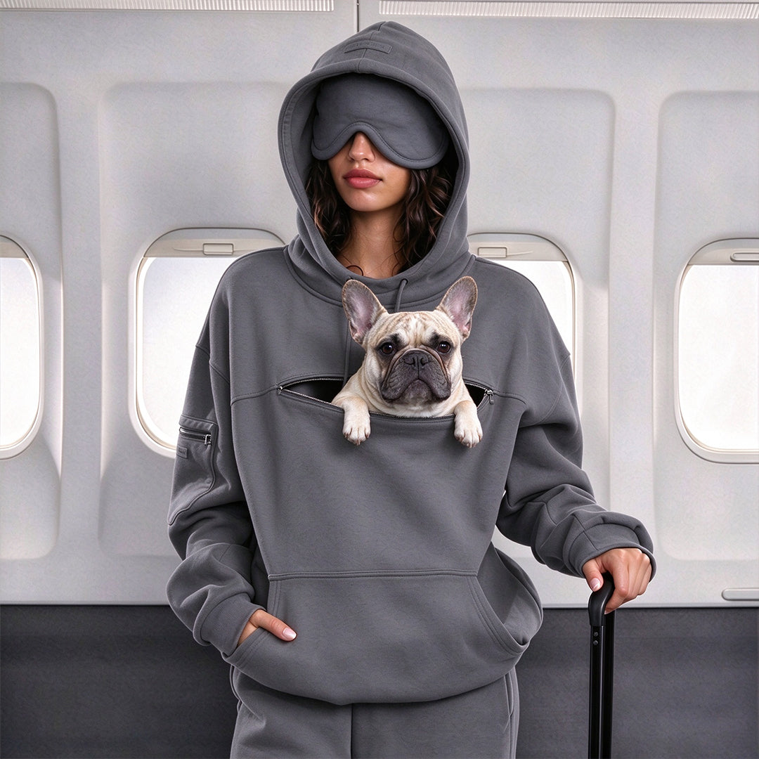 Travel Pet Carrier Hoodie with Sleep Mask Hood