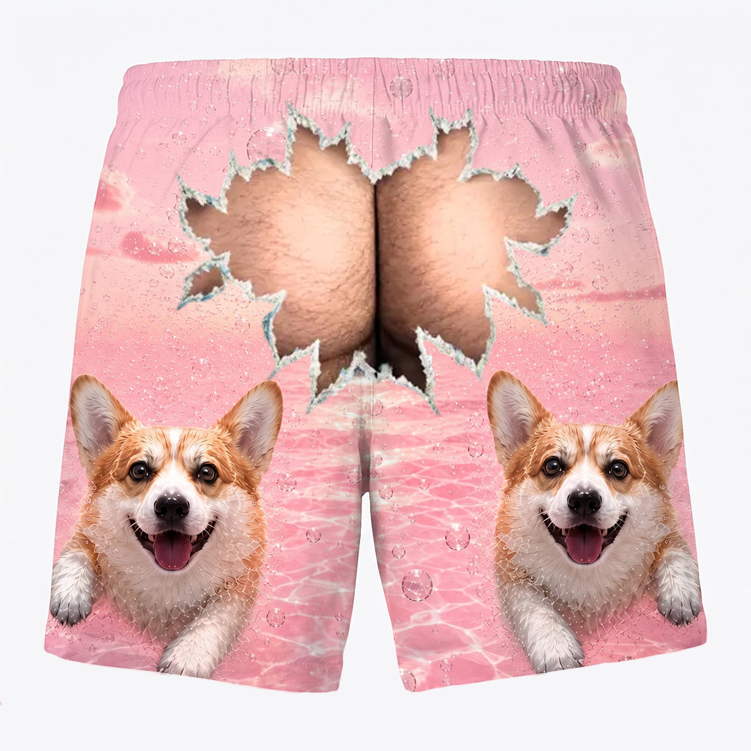 Personalized Men's Custom Dog-Face Swim Trunks