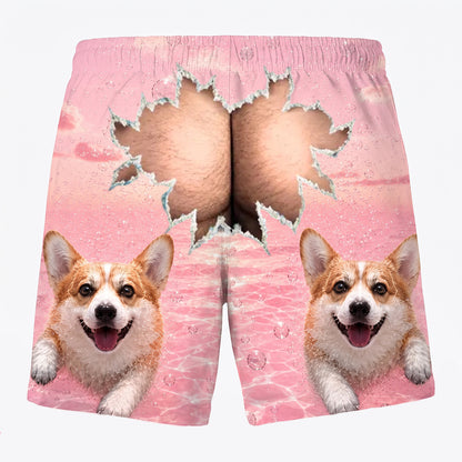 Personalized Men's Custom Dog-Face Swim Trunks