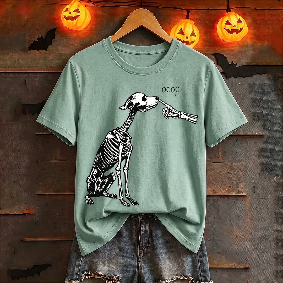 Puptailor Personalized Halloween Skeleton Dog Boop Graphic T‑Shirt