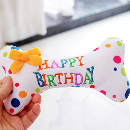 Birthday Party Squeaky Plush Dog Toy