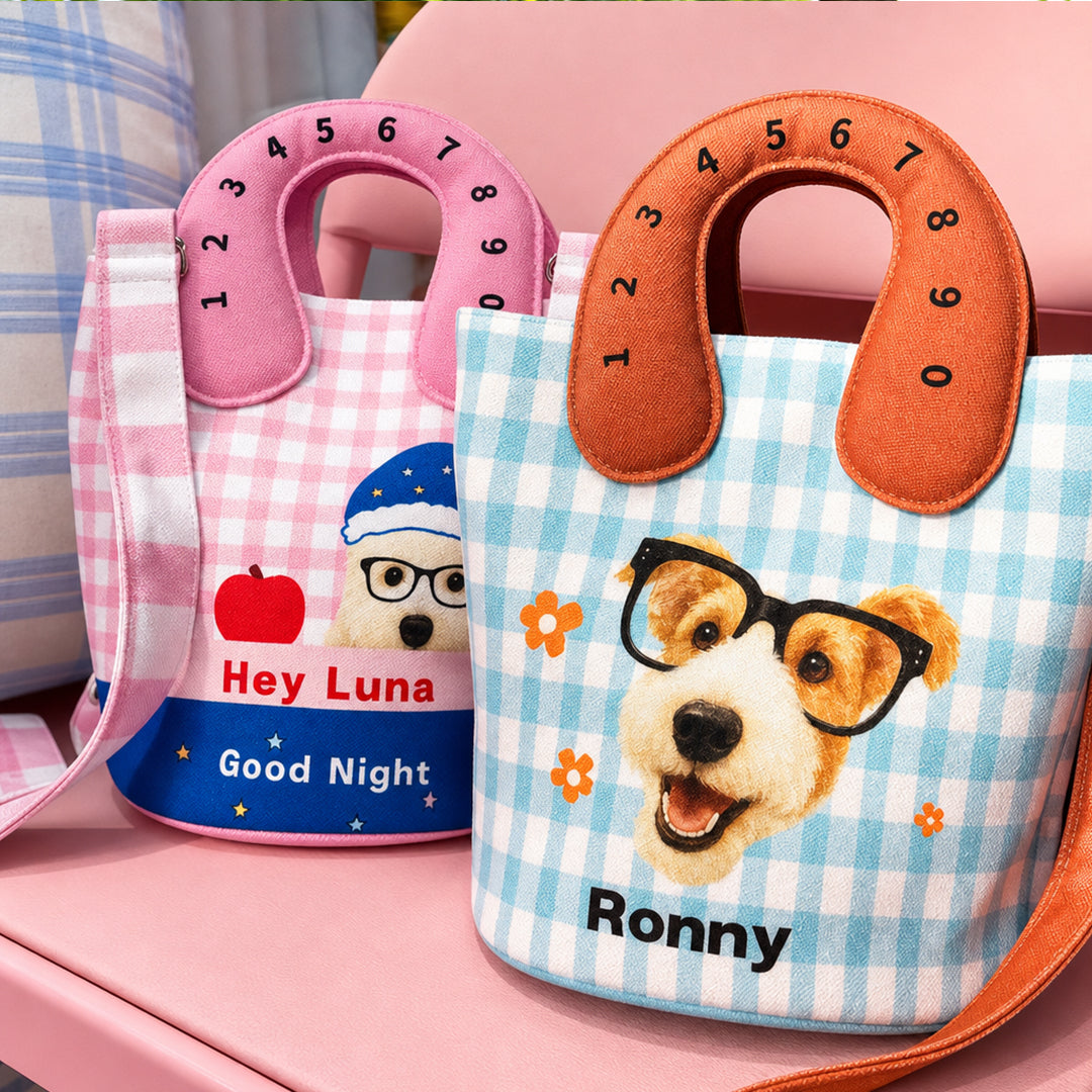 Personalized Pet Portrait  Canvas Handbag