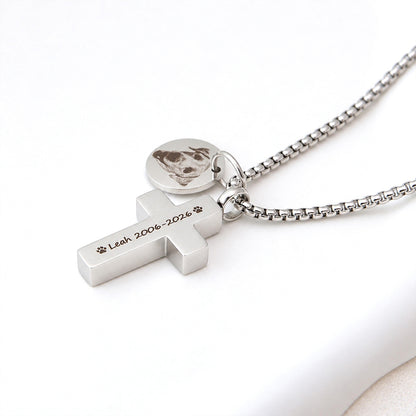 Personalized Stainless Steel Cross Necklace for Pet Ashes