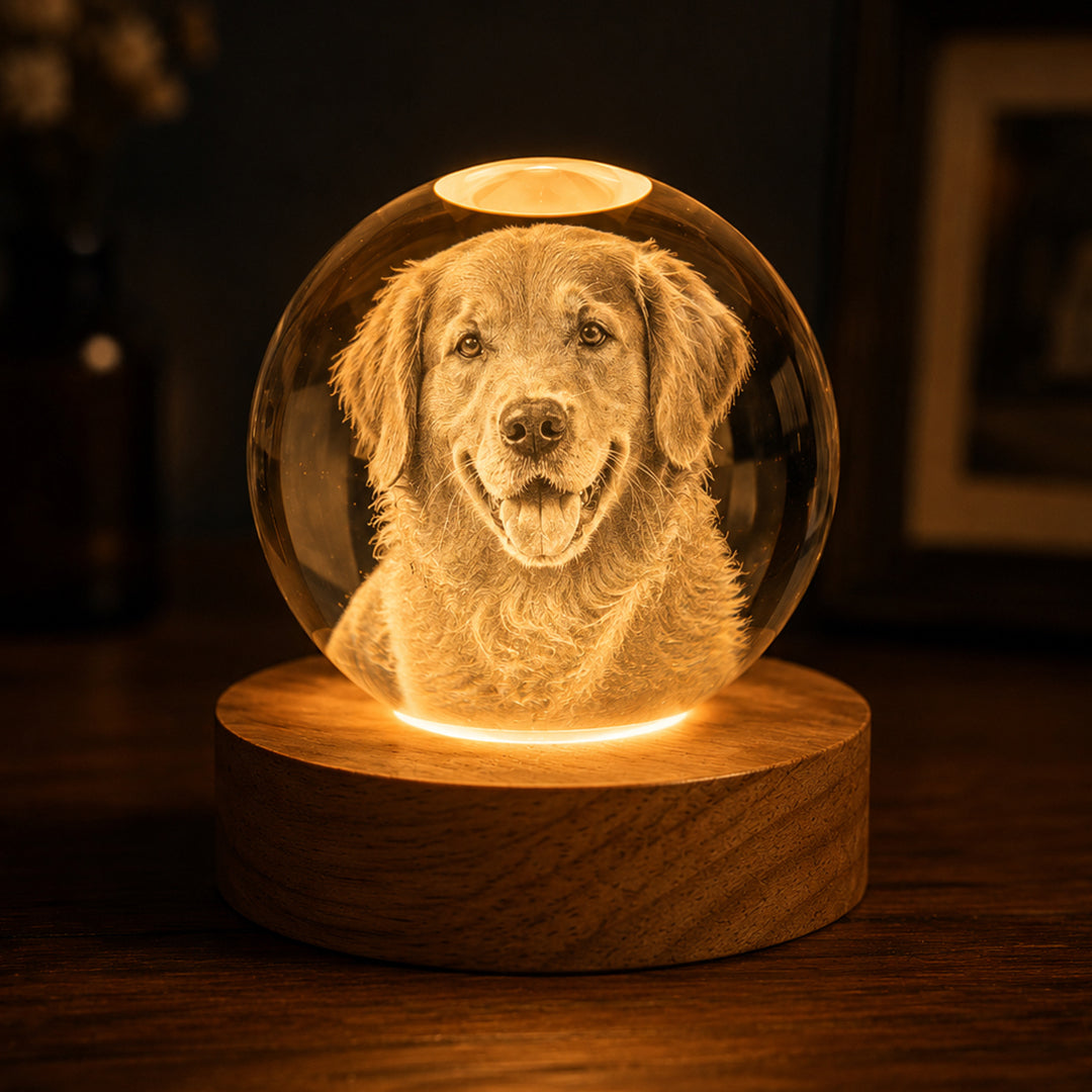 Personalized Pet Memorial Crystal Ball Night Light