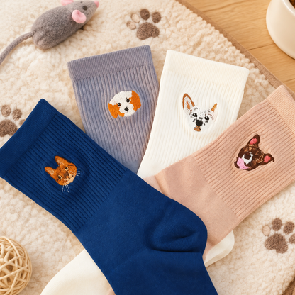 Custom Realistic Pet Portrait Socks with Name