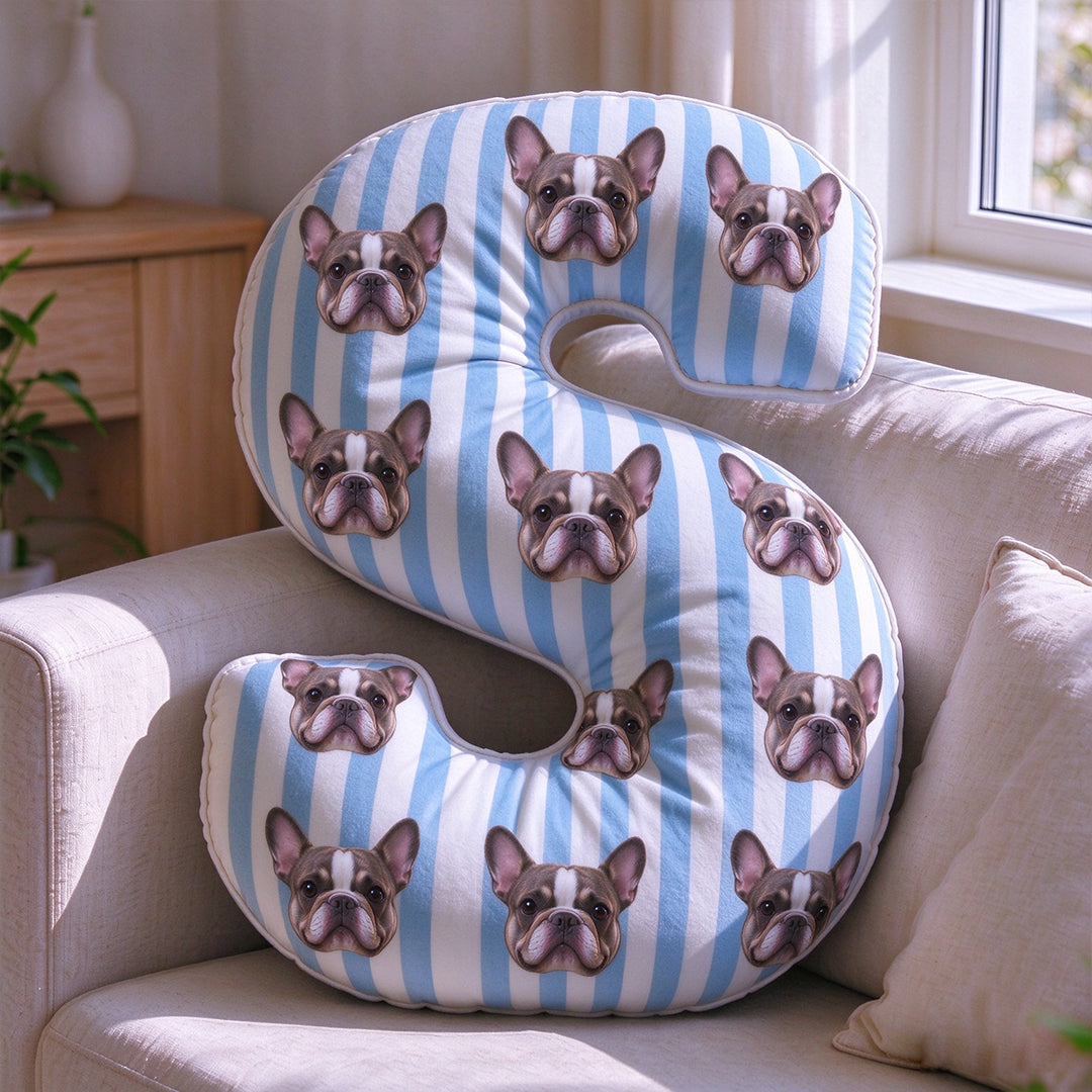 Custom Pet Portrait & Initial Throw Pillow