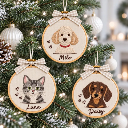 Custom Striped Hoop Pet Portrait Ornament