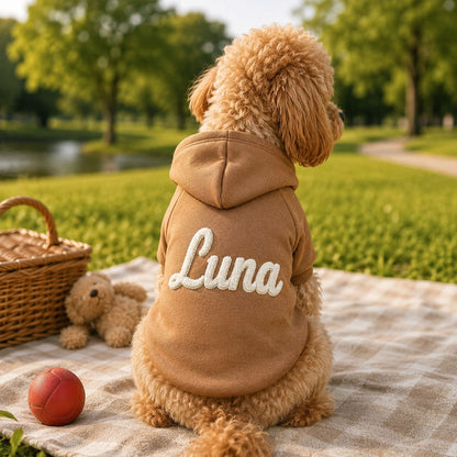 Personalized Embroidery Solid-Color Warm Pet Hoodie