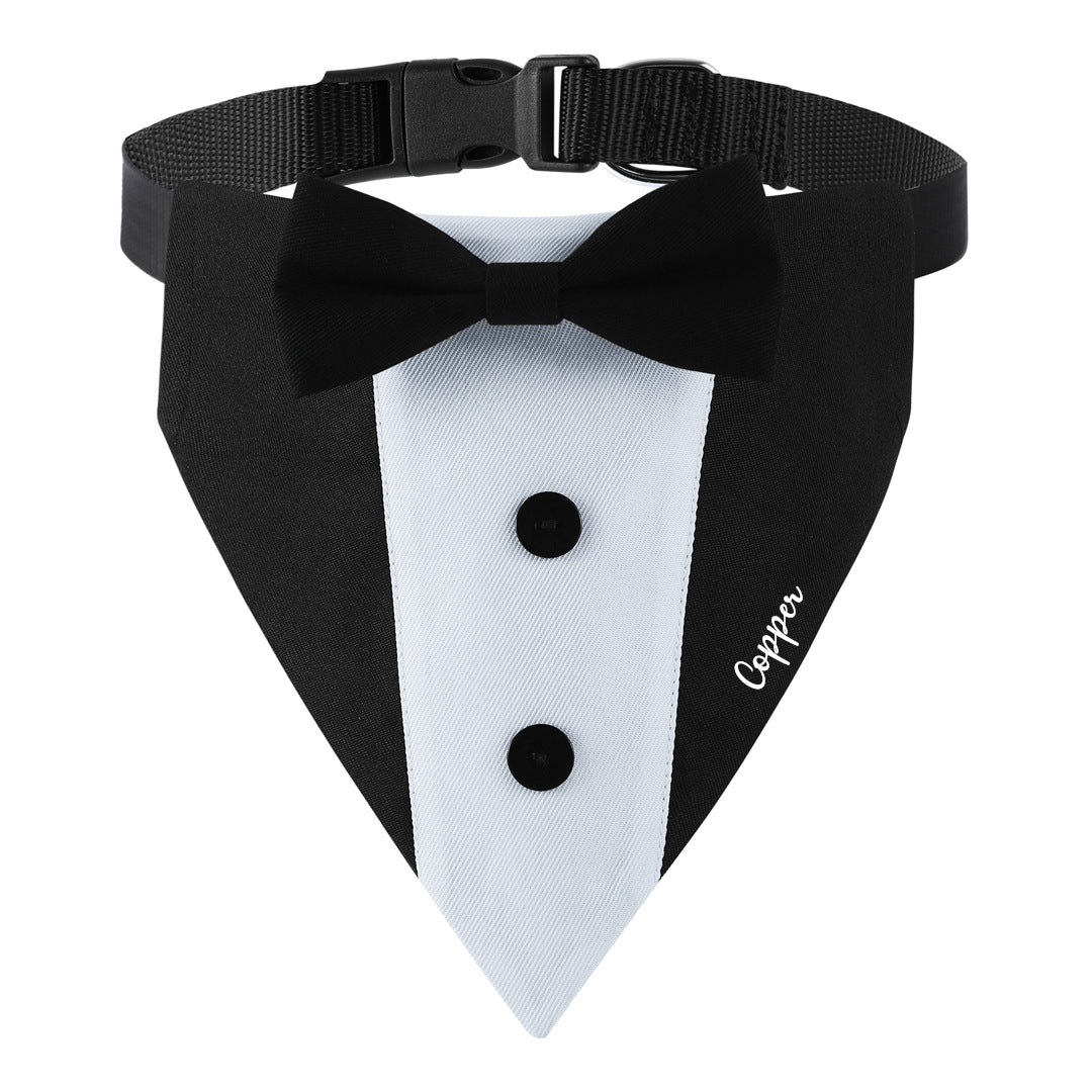 Personalized Embroidered Name Tuxedo-Style Dog Bandana