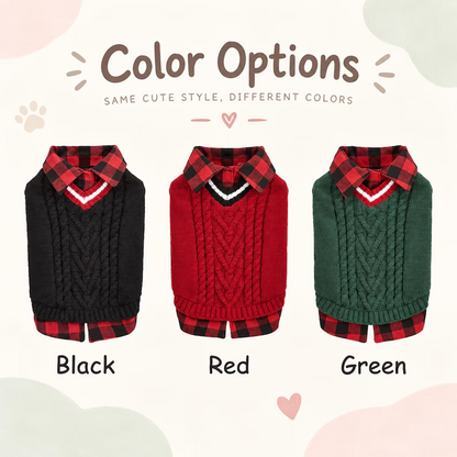 Personalized Rope Embroidery Cable Knit Plaid Pet Sweater