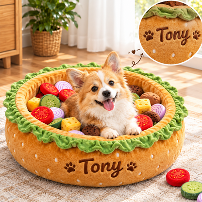 Puptailor Personalizaed Burger Ball Pit-Funny Hamburger Shaped Pet Bed