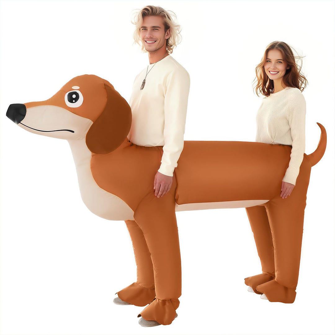Halloween Inflatable Double‑Rider Dachshund Costume for Adult