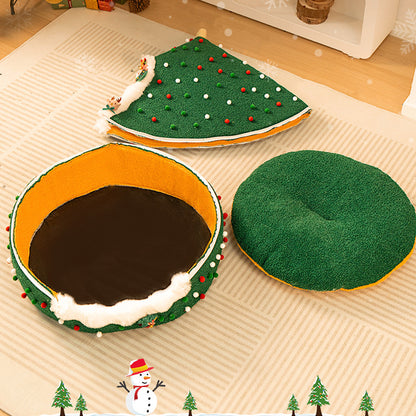 2-in-1 Convertible Christmas Tree Cat Bed