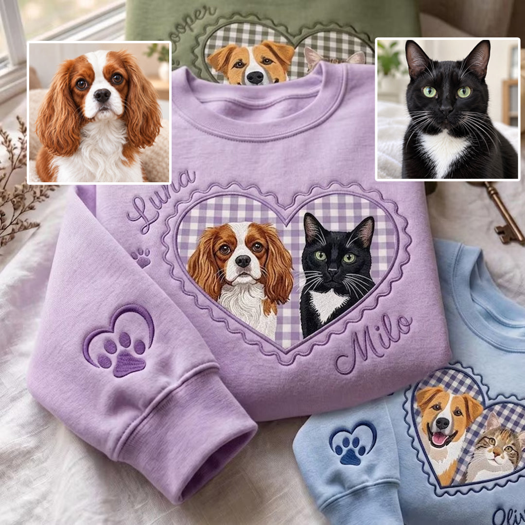 Puptailor Personalized Locket Heart Pet Portrait And Name Sweatshirt
