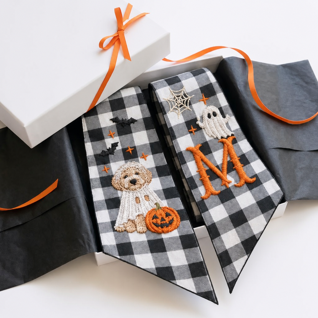Personalized Halloween Wreath Sash-Pet Portrait And Name