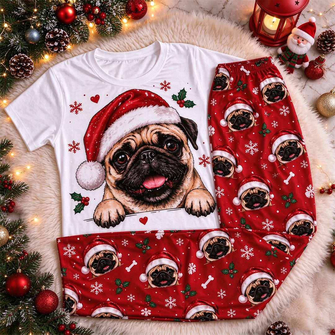 Personalized Pet Portrait Printed Pajama Set for Males and Females