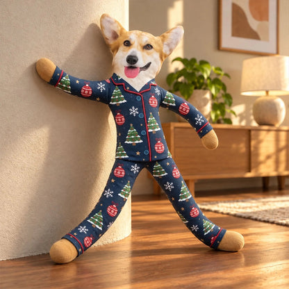 Personalized Christmas pajamas Poseable Plush Doll with Funny Pet Photos