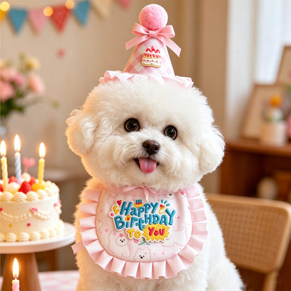 Birthday Hat & Ruffle Collar Set for Pets