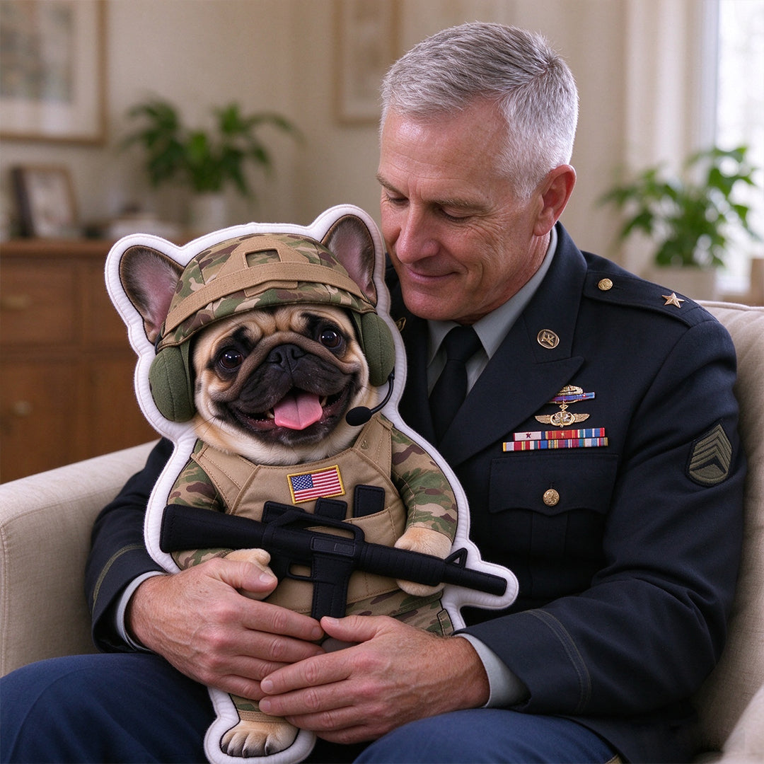 Personalized Pet Portrait Military-Uniform-Shaped Throw Pillow