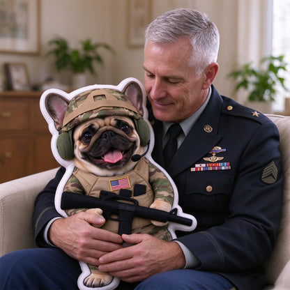 Personalized Pet Portrait Military-Uniform-Shaped Throw Pillow