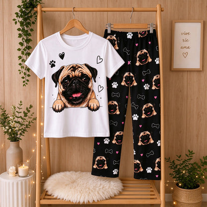 Personalized Printed Pajama Set for Pet Lover